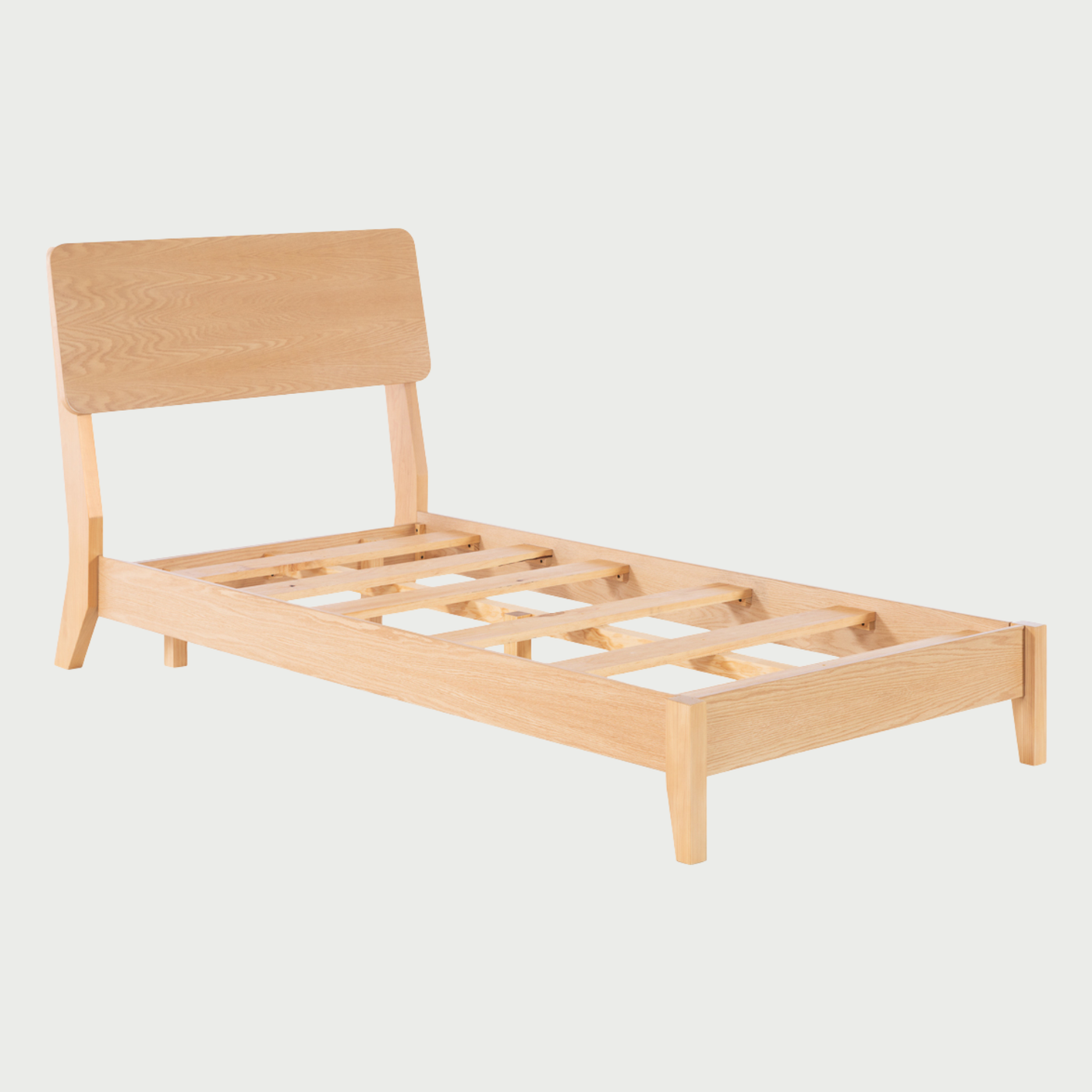 Cama individual Akari en acabado encino