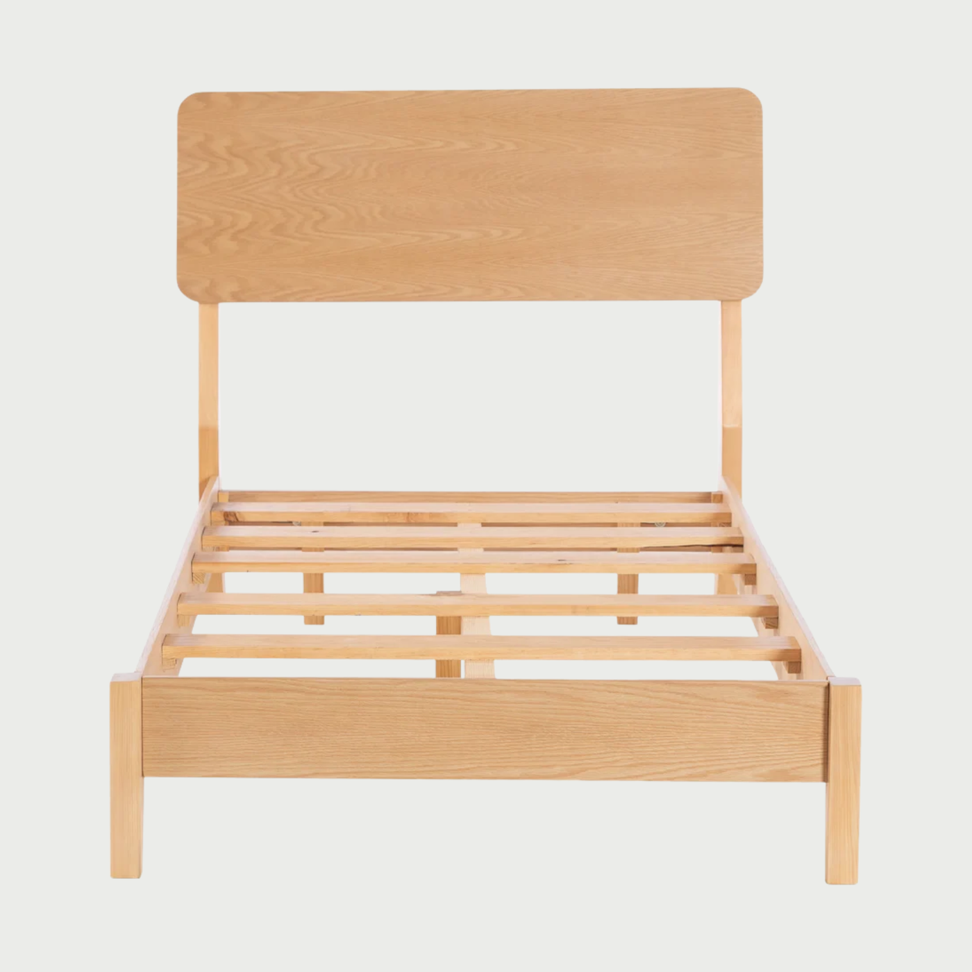 Cama individual Akari en acabado encino