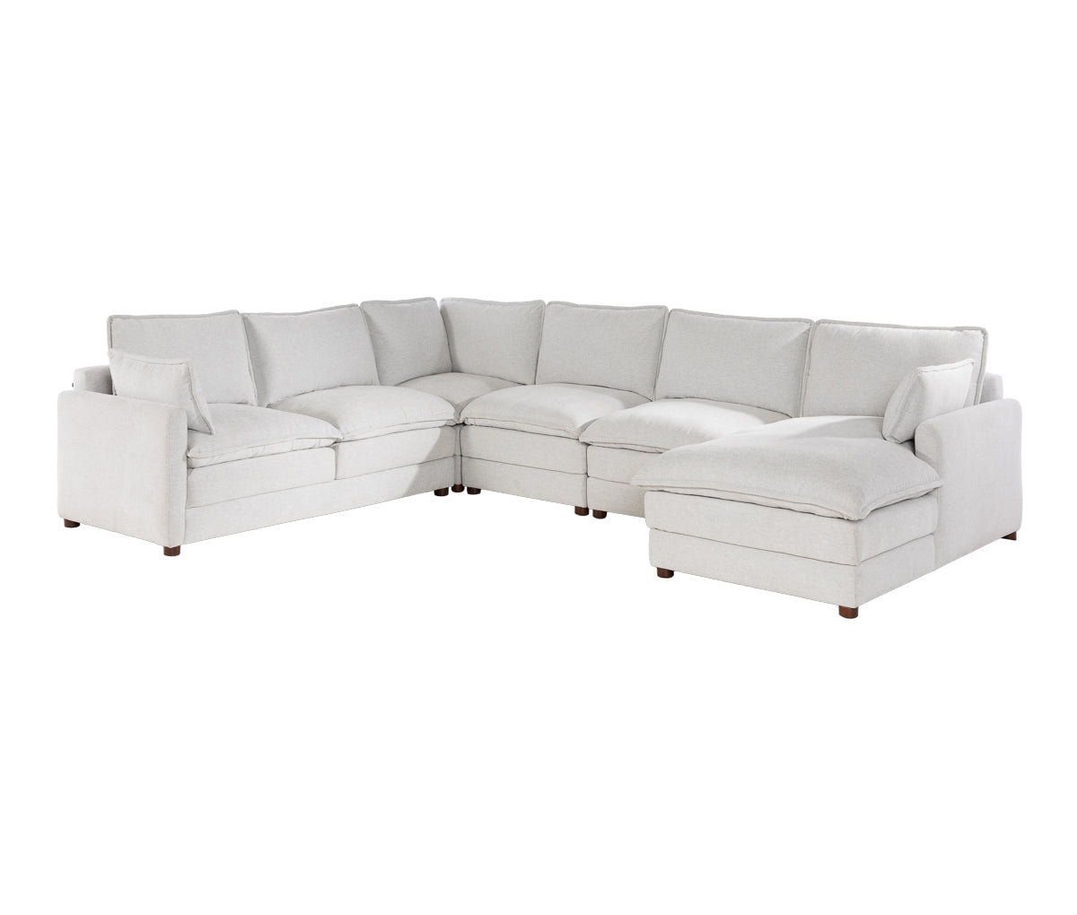 Set Modular Andrea de 6 Plazas con Chaise Derecho en Marfil
