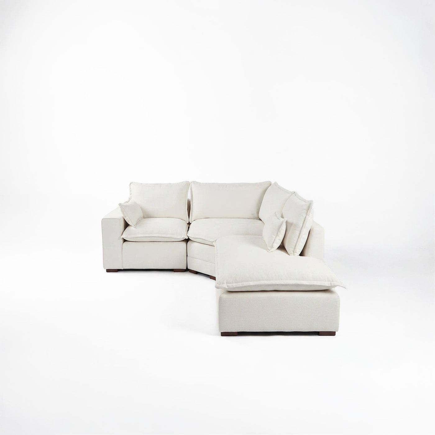Set modular 3 Plazas con banca derecha, Emilia marfil