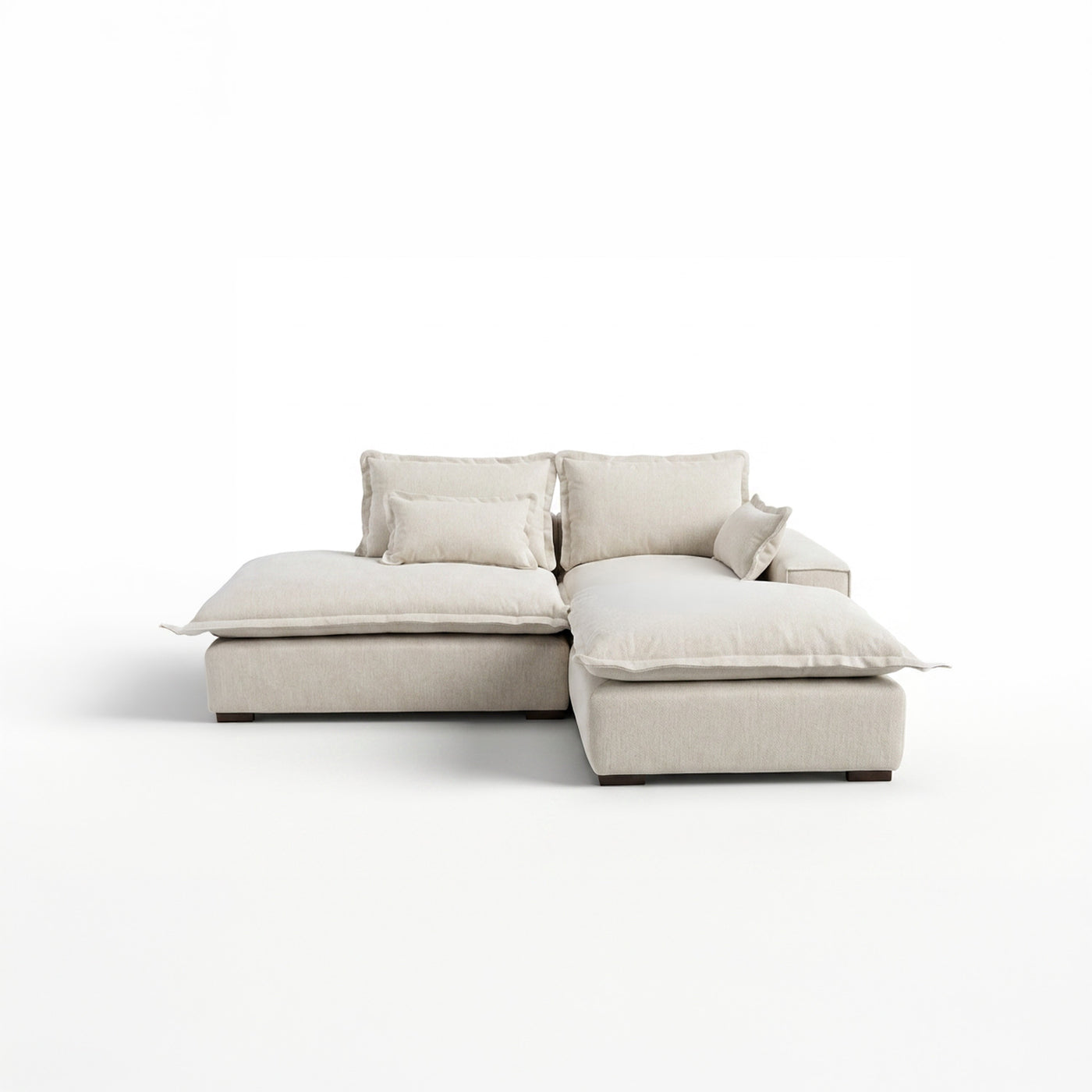 Set modular de 2 plazas, con banca derecha, emilia marfil