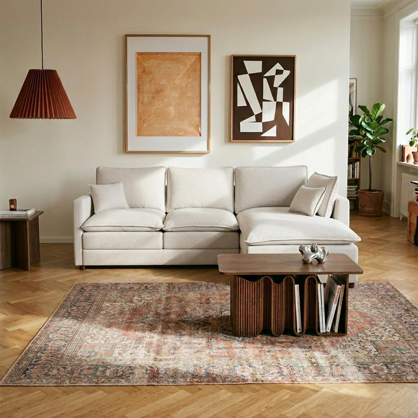 Set modular de 3 plazas, con Chaise derecho, Andrea Marfil