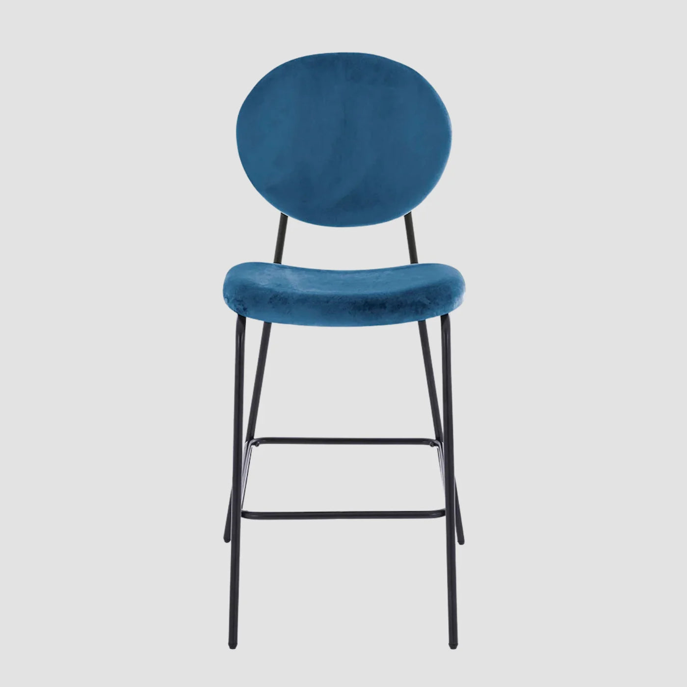 Banco alto Pisa 65 cm en color azul con patas en Acabado negro