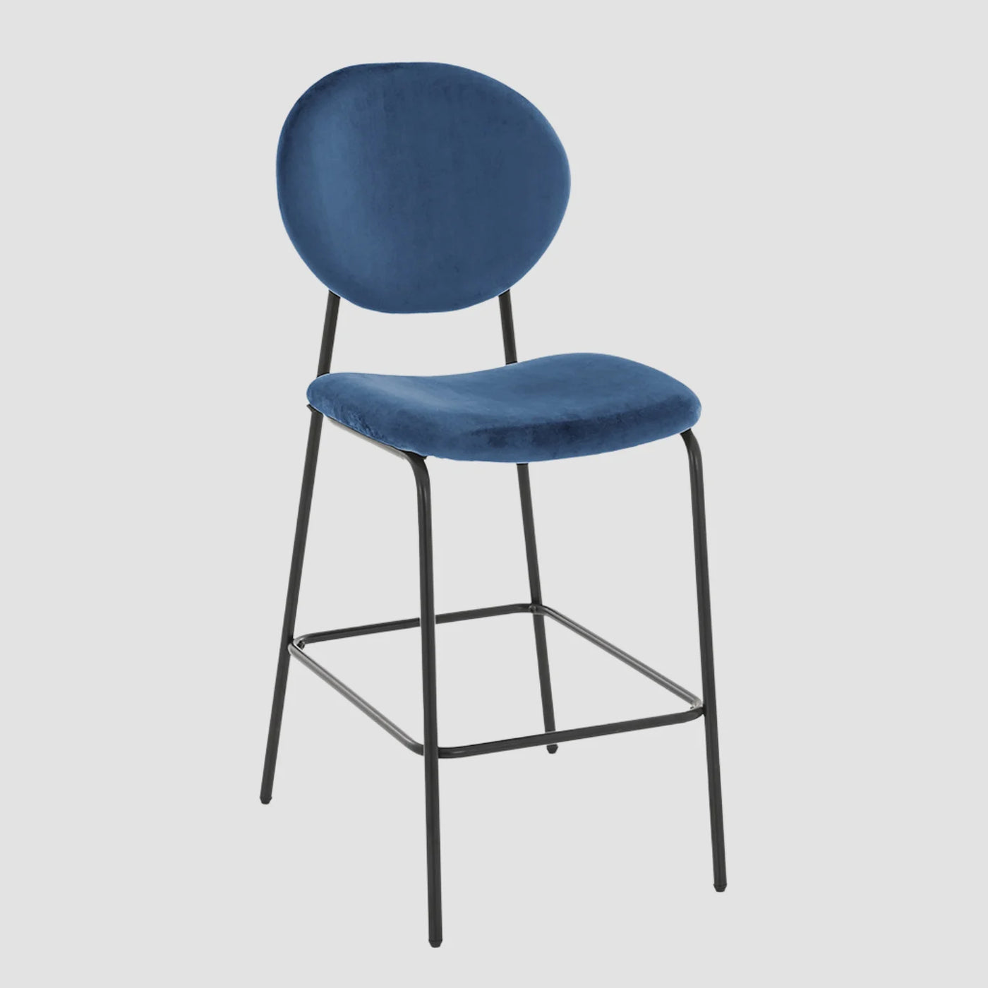Banco alto Pisa 65 cm en color azul con patas en Acabado negro