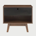 Frontal de buró Evo en color negro integral con nicho inferior y patas inclinadas de estilo nórdico.