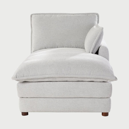 Chaise lounge derecho Andrea GAIA tapizado en tela blanca para configuración modular de sala