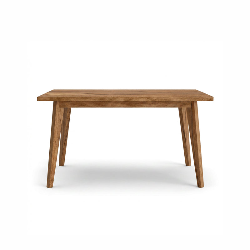 Mesa de comedor Evo de 140 cm con acabado en nogal, diseño minimalista y estructura robusta, ideal para espacios modernos.