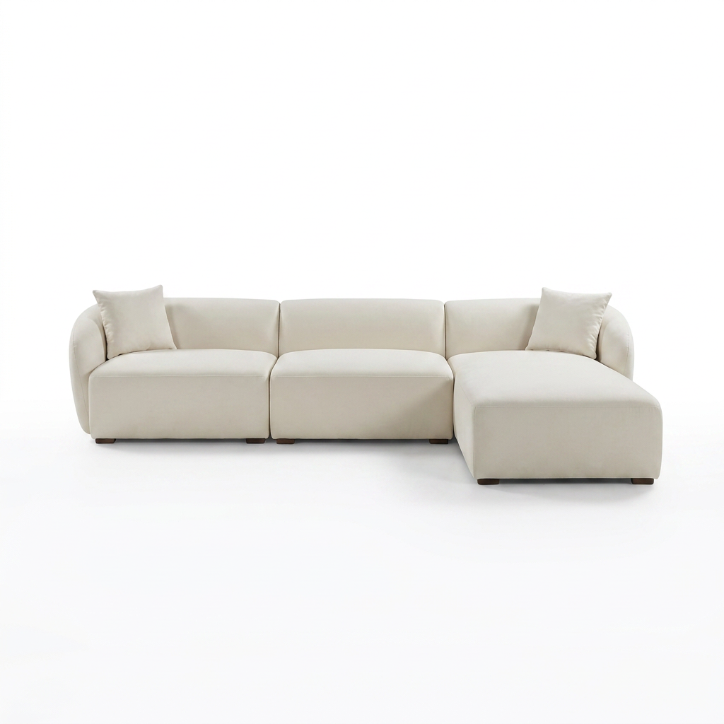 Set modular 3 plazas, con chaise derecho, Kant marfil