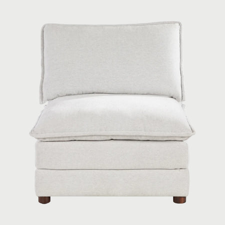 Módulo central sin brazos Andrea GAIA tapizado en tela color blanco para sala minimalista