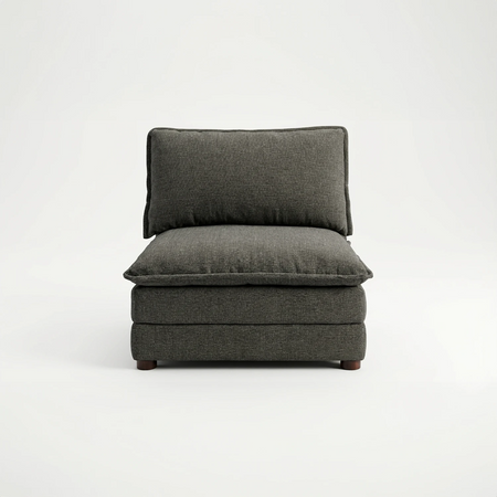 Módulo central Andrea GAIA para sofá modular tapizado en tela color gris vista frontal