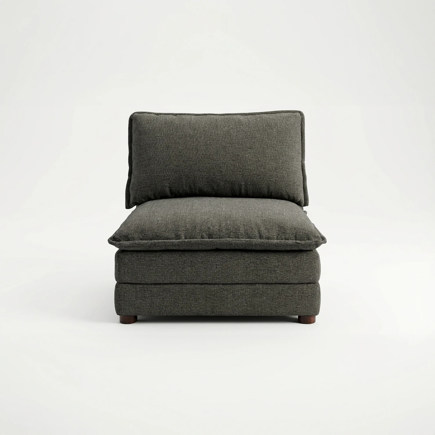 Módulo central Andrea GAIA para sofá modular tapizado en tela color gris vista frontal