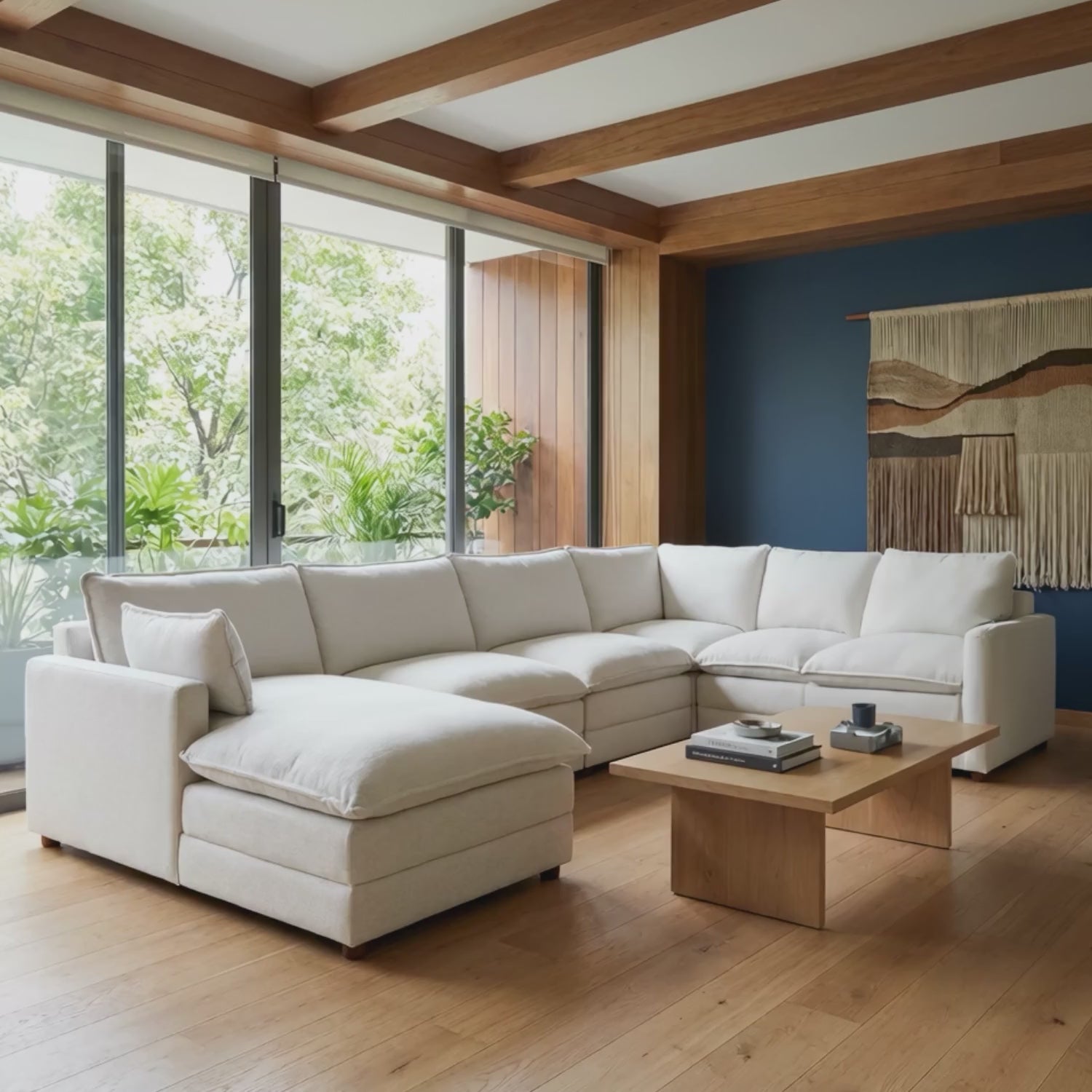 Set modular de 6 plazas Andrea, chaise izquierdo marfil – GAIADESIGN