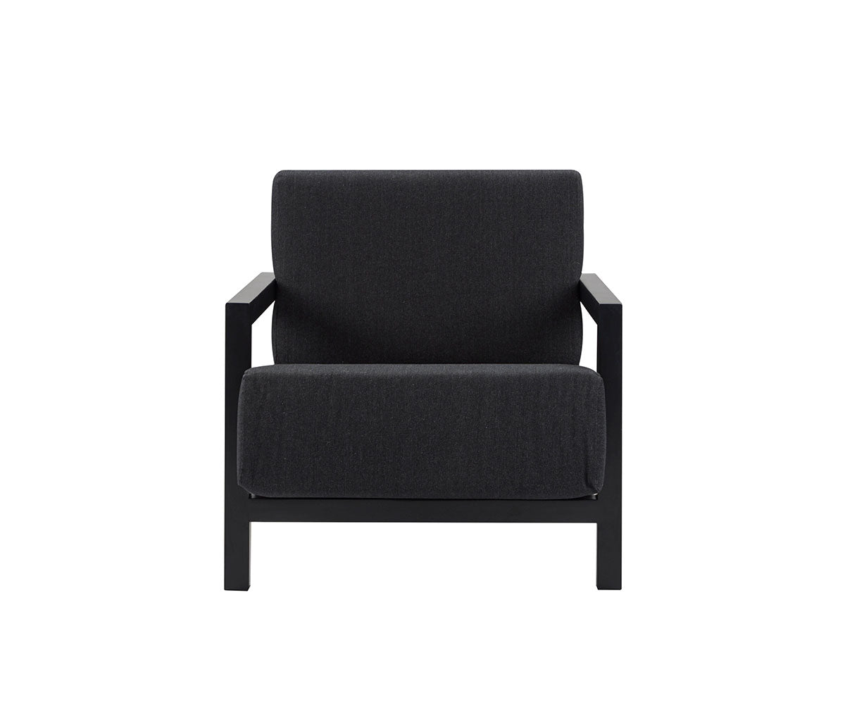 Sillón Duo en color negro con diseño moderno y minimalista, ideal para cualquier espacio del hogar.