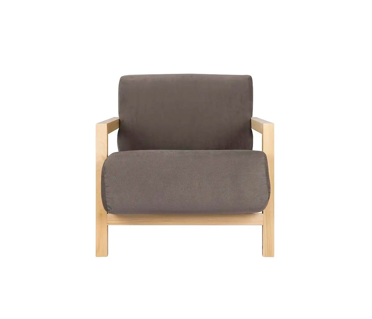 Sillón Duo en color gris con diseño moderno, estructura de madera y asiento acolchado, ideal para cualquier estilo de decoración.