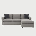 Sofá esquinero derecho Marie GAIA tapizado en tela color gris claro para sala moderna