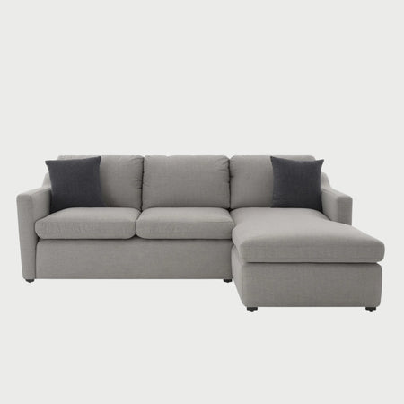 Sofá esquinero derecho Marie GAIA tapizado en tela color gris claro para sala moderna