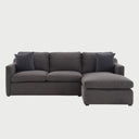 Sofá esquinero derecho Marie GAIA de tela gris obscuro con diseño modular para espacios amplios