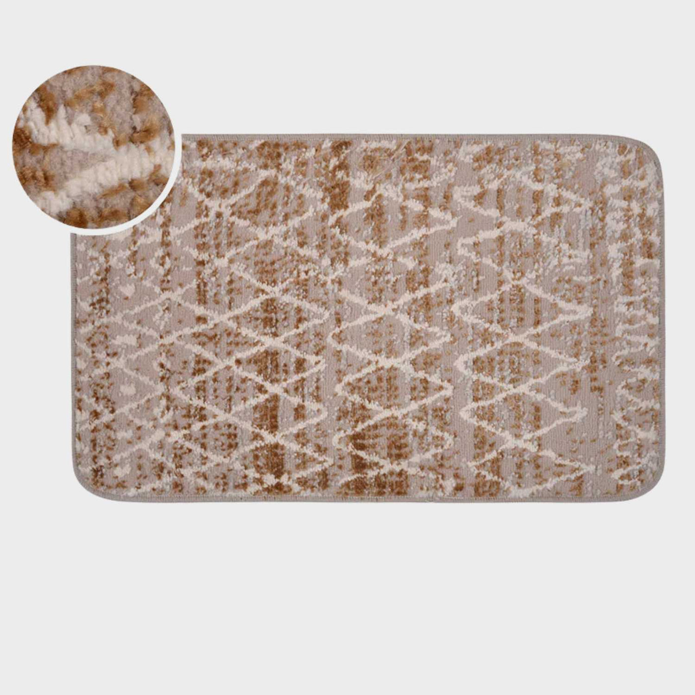 Tapete de entrada Ileb rectangular en tonos beige y café con diseño geométrico decorativo