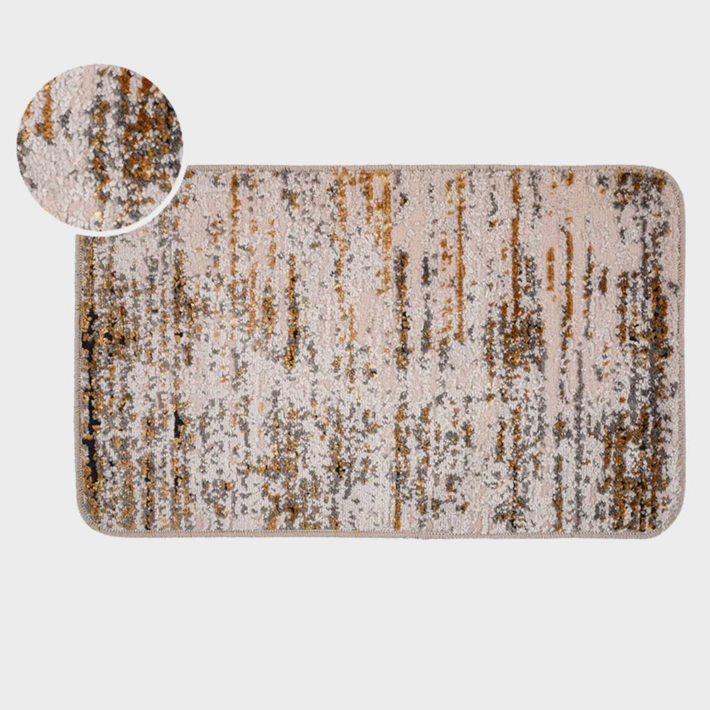 Tapete de entrada Moroco rectangular en tonos beige, gris y mostaza con diseño moderno