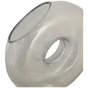 Florero de vidrio Tarango con forma redondeada y abertura amplia, ideal para arreglos florales.