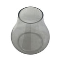 Florero de vidrio transparente con base redondeada y abertura amplia en la parte superior, ideal para decorar tu espacio.