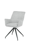 Silla de comedor Caborca en gris claro, con un diseño moderno y respaldo alto, ideal para tu comedor.
