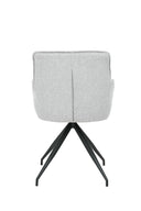 Silla de comedor Caborca en gris claro, con respaldo curvado y brazos, base moderna de cuatro patas. Ideal para tu comedor.