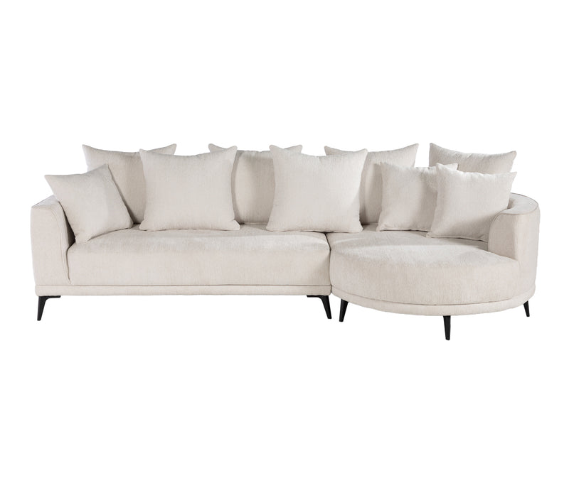 Sofá esquinero derecho de 3 cuerpos Oli, con un diseño moderno y acogedor, ideal para cualquier sala.
