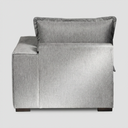 Módulo lateral individual derecho Emilia de GAIA en tela gris claro, con respaldo y reposabrazos, ideal para salas modulares.