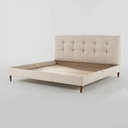 Cama King size Landero con cabecera acolchada y diseño minimalista, perfecta para un dormitorio elegante y acogedor.