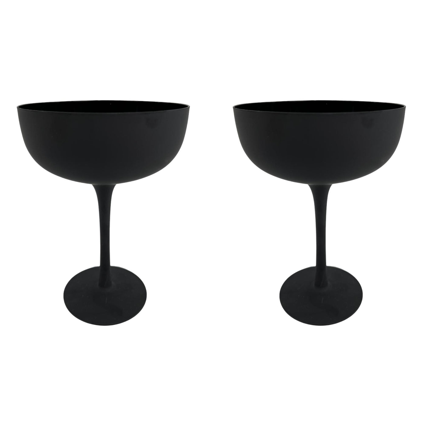 Copas negras de 350 ml con diseño elegante y base circular, perfectas para decorar tu mesa y disfrutar de tus bebidas.