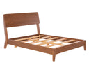 Cama matrimonial Akari en acabado nogal