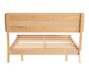 Cama queen size Akari de GAIA, con un diseño moderno y cabecera de lamas horizontales en madera clara. Perfecta para tu dormitorio.
