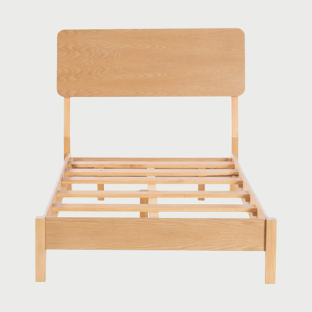 Cama individual Akari en acabado encino