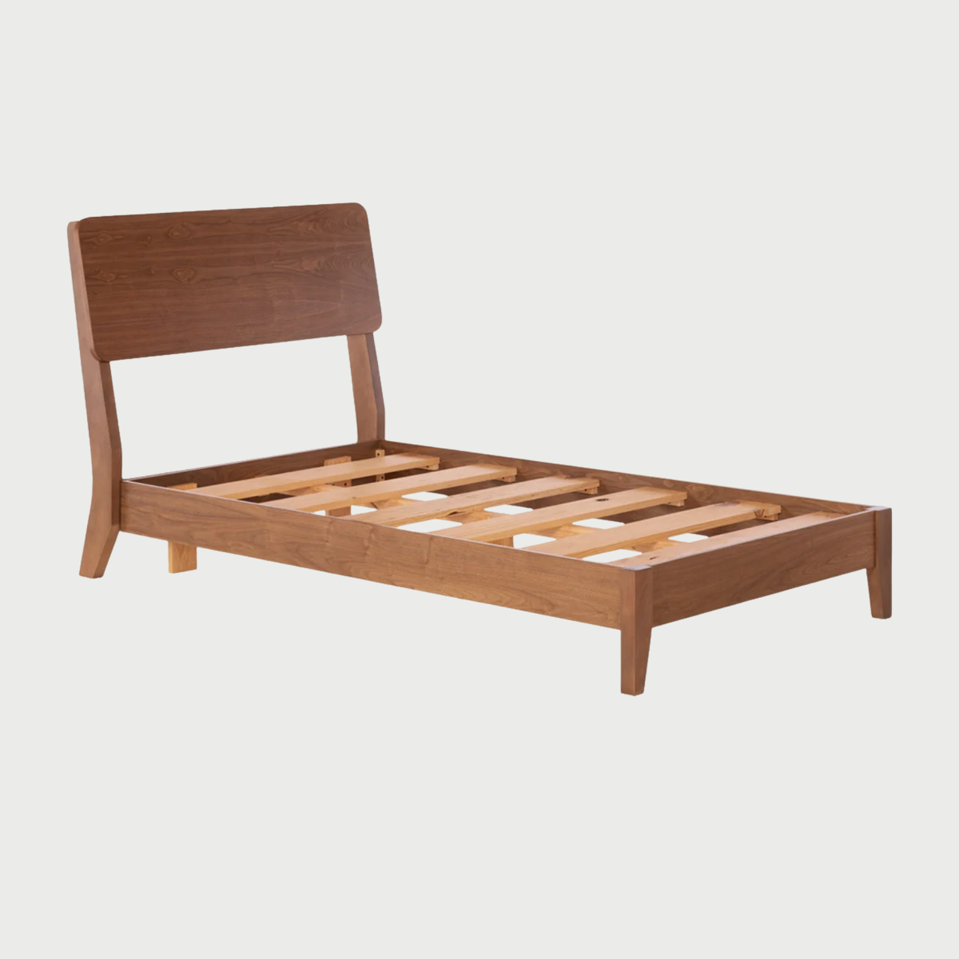 Cama individual Akari en acabado nogal