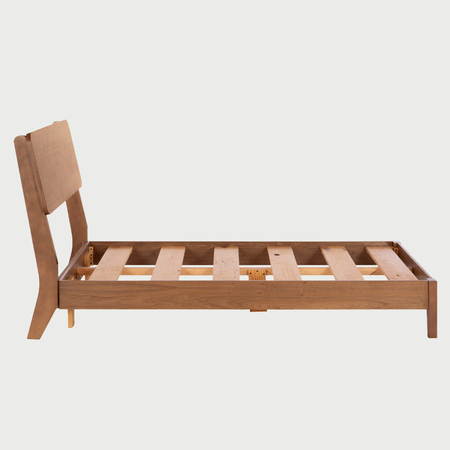 Cama individual Akari en acabado nogal