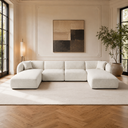 Set modular 4 plaza con doble chaise, Kant marfil