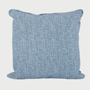 Cojín cuadrado para exterior en tejido azul, con un diseño sencillo y bordes redondeados, ideal para dar estilo a tu terraza.