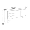 Credenza 180 cm Akari en acabado nogal