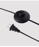 Cable negro con interruptor circular y enchufe de dos patas, ideal para la lámpara de piso Pluma de GAIA.