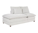 Sofá Love Central Andrea con banca izquierda en tela clara, moderno y acogedor, ideal para cualquier sala.