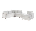 Set de Sala Modular Andrea 5 Piezas con Chaise Derecho y Taburete en Marfil