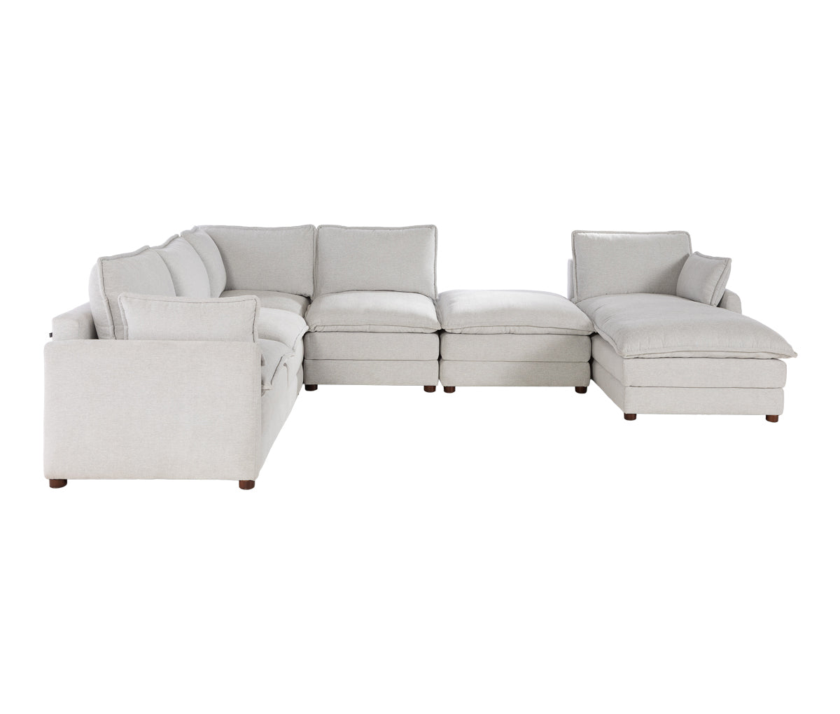 Set de Sala Modular Andrea 5 Piezas con Chaise Derecho y Taburete en Marfil