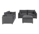 Set de Sala Andrea Sofá 3 Cuerpos, Sofá 2 Cuerpos y Taburete en Gris