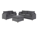 Set de Sala Andrea Sofá 3 Cuerpos, Sofá 2 Cuerpos y Taburete en Gris