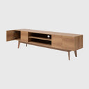 Mueble de TV Meztli de 200 cm con diseño moderno, cuenta con compartimentos y un acabado en madera clara. Perfecto para tu sala.