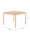 Mesa de comedor cuadrada 100 cm Akari en acabado encino