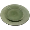 Plato de vidrio redondo de 21 cm con un suave tono verde y borde ligeramente elevado, ideal para decoración y mesa.