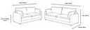 Set de sala Andrea con sofá de 3 cuerpos y sofá de 2 cuerpos en gris, ideal para cualquier espacio moderno y acogedor.
