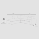 Set Modular Emilia de 4 piezas en color marfil, con chaise izquierdo, ideal para dar estilo y confort a tu sala.